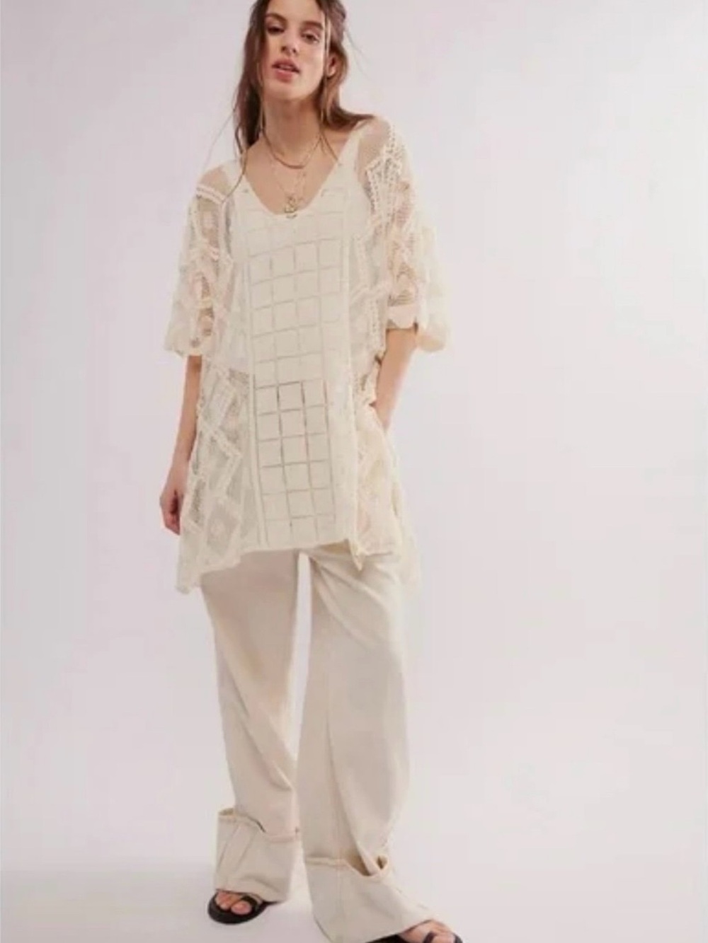 Free People Sunshine Crochet Kaftan Beach Coverup NWT - Picture 5 of 8